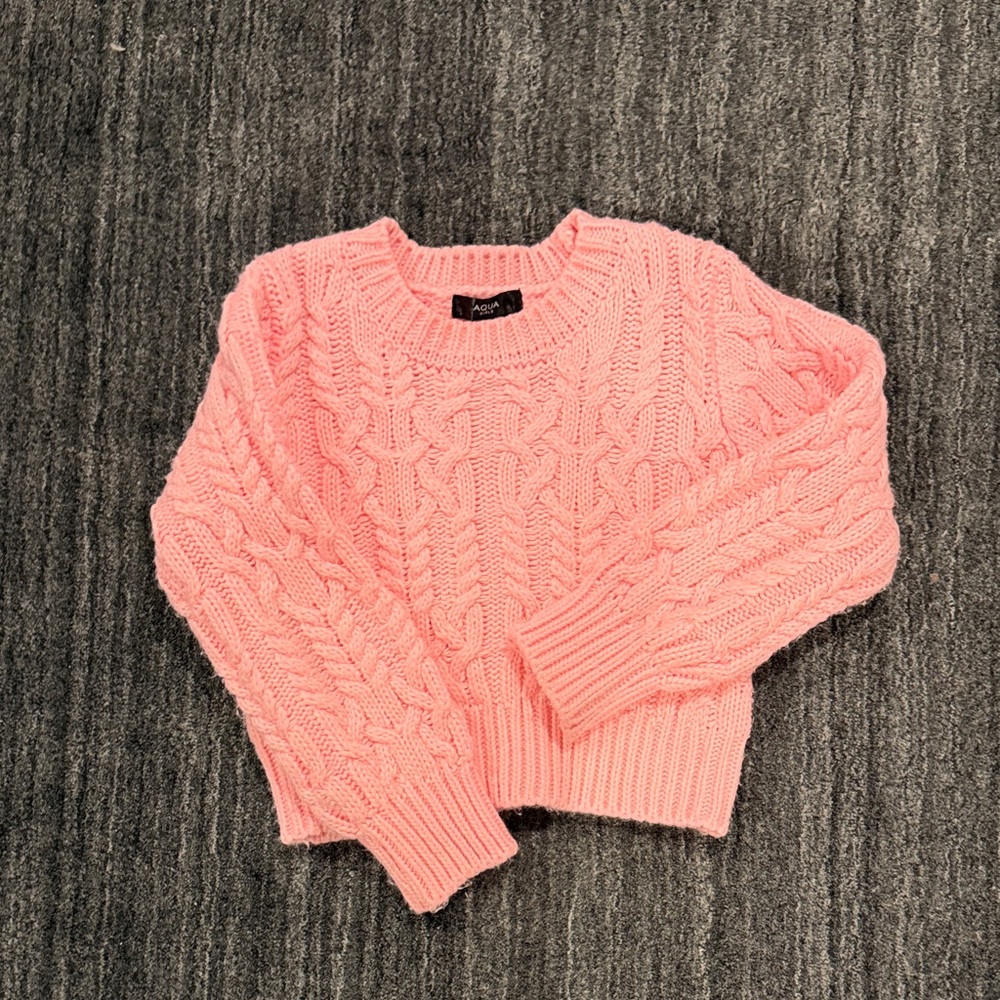 Cozy Pink Cable Knit Sweater